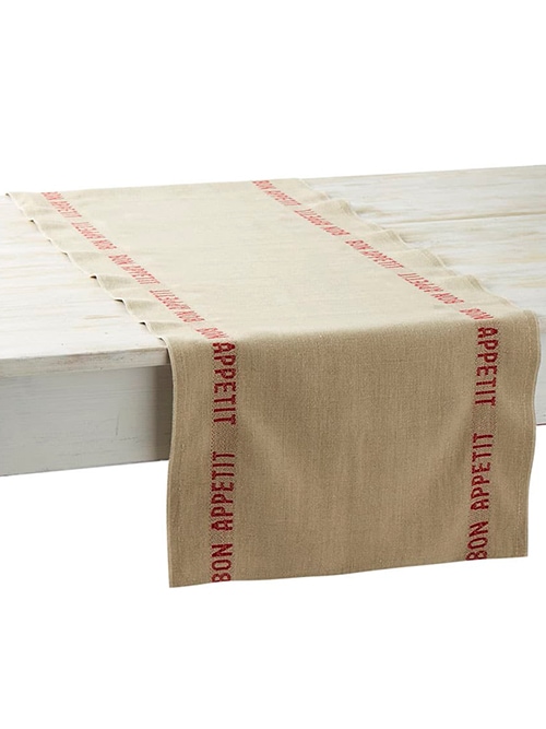 CHARVET EDITIONS Table Runner BON APPETIT lin×rouge 45×150