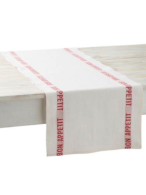 CHARVET EDITIONS Table Runner BON APPETIT blanc×rouge 45×150